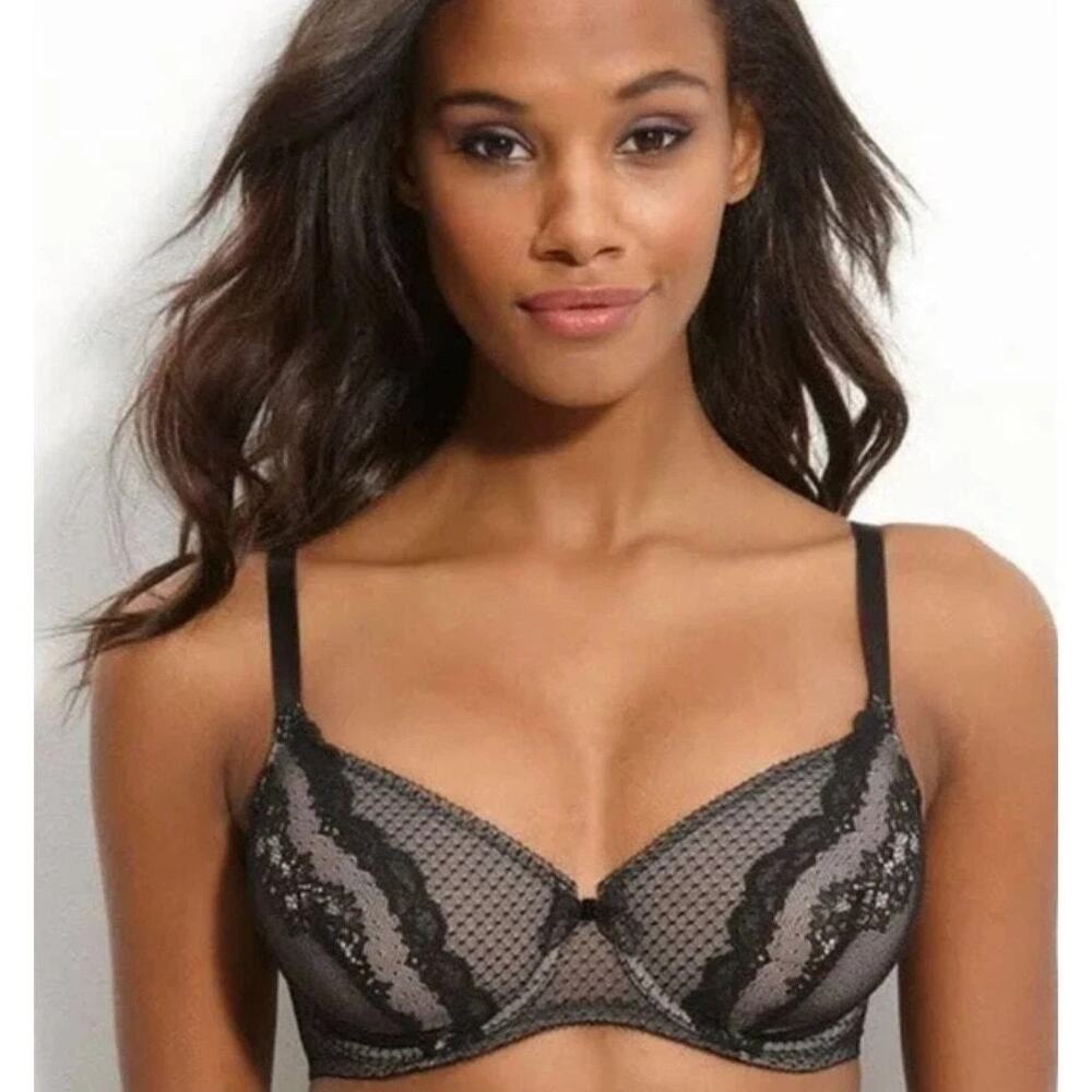Wacoal Absolutely Fabulous Black Lace Underwire Bra 851143 36DDD